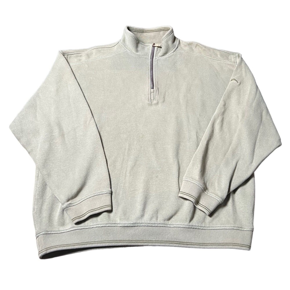 Tommy Bahama Quarter Zip Sweater Sage Color Mock Neck Pullover Men’s Size Large